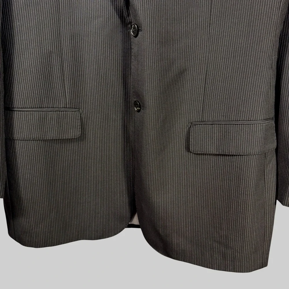Tiglio‎ Luxe Blazer 42L Super 150s Wool Italy Black  Pinstripe Mens Sport Jacket